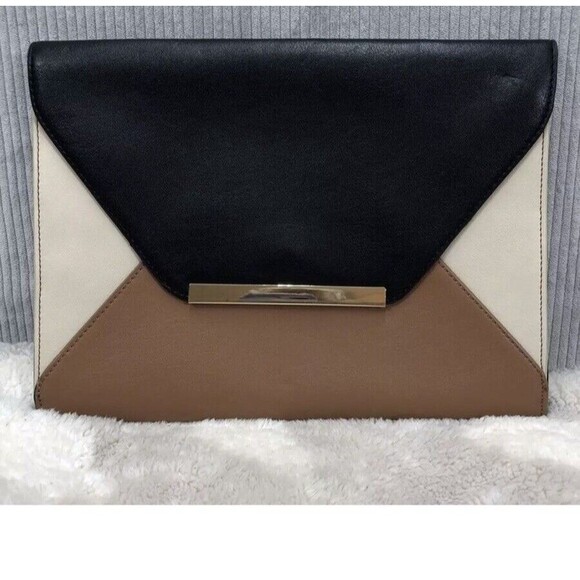 Express Handbags - Express Envelope Clutch Purse Colorblock Black Brown Beige Church Party